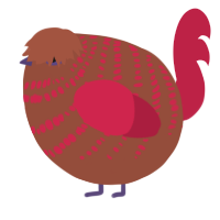 A russet and crimson chicken with a bar pattern