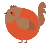 A vermilion and brown chicken with a head pattern