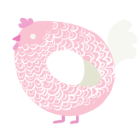 A rose and white chicken with a double-lace pattern
