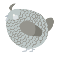 A silver and ash chicken with a lace pattern