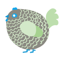 A ash and gluppy chicken with a lace pattern