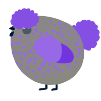A ash and blurple chicken with a speckle pattern