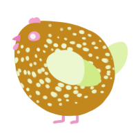 A ochre and apple chicken with a speckle pattern