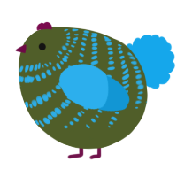 A olive and sky chicken with a bar pattern