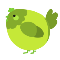 A lime and chartreuse chicken with a head pattern