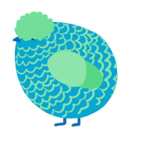 A cerulean and spring chicken with a lace pattern