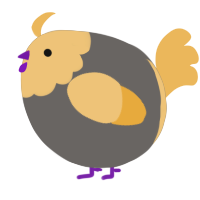 A grey and honey chicken with a head pattern