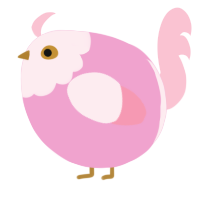 A pink and rose chicken with a head pattern