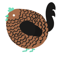 A brown and sable chicken with a lace pattern