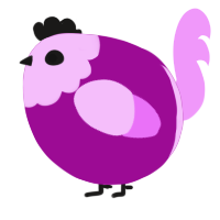 A plum and lavender chicken with a head pattern