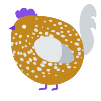 A ochre and mist chicken with a speckle pattern