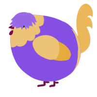 A blurple and honey chicken with a head pattern
