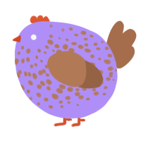 A lilac and brown chicken with a speckle pattern