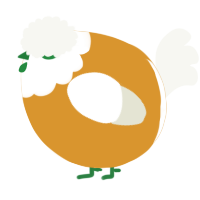 A orange and white chicken with a head pattern