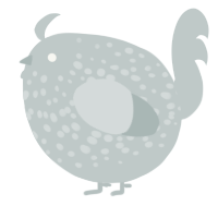 A silver chicken with a speckle pattern