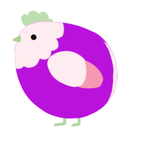 A amethyst and rose chicken with a head pattern