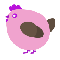A pink and bark chicken