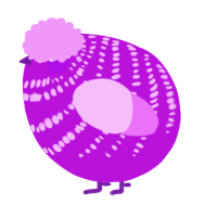 A amethyst and lavender chicken with a bar pattern