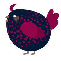 A tumblr and maroon chicken with a speckle pattern