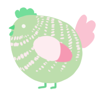 A gluppy and rose chicken with a bar pattern