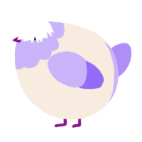 A cream and lilac chicken with a head pattern