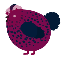 A wine and tumblr chicken with a speckle pattern