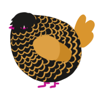 A sable and orange chicken with a lace pattern
