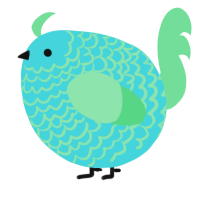 A aqua and spring chicken with a lace pattern