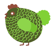 A olive and grass chicken with a lace pattern