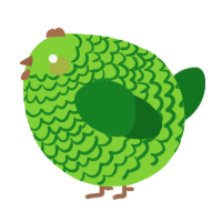 A grass and leaf chicken with a lace pattern
