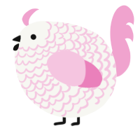 A white and pink chicken with a lace pattern