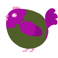 A olive and plum chicken with a head pattern