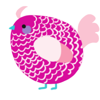 A fuchsia and rose chicken with a lace pattern