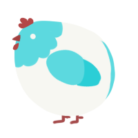 A white and aqua chicken with a head pattern