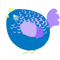 A sapphire and lilac chicken with a half-lace pattern