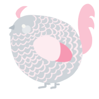 A mist and rose chicken with a lace pattern