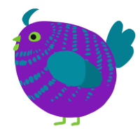 A violet and sea chicken with a bar pattern