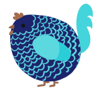 A navy and aqua chicken with a lace pattern