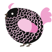 A black and pink chicken with a lace pattern