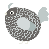 A grey and silver chicken with a lace pattern