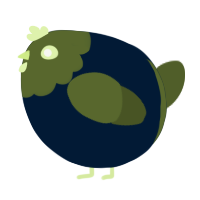 A tumblr and olive chicken with a head pattern