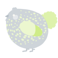 A mist and apple chicken with a speckle pattern