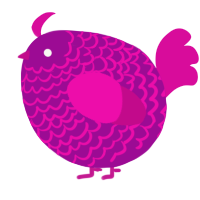 A plum and fuchsia chicken with a lace pattern