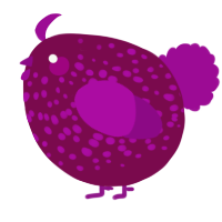 A wine and plum chicken with a speckle pattern
