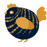 A tumblr and orange chicken with a bar pattern