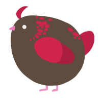 A bark and crimson chicken with a neck-speckle pattern