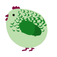 A gluppy and leaf chicken with a half-lace pattern