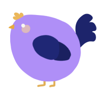 A lilac and navy chicken