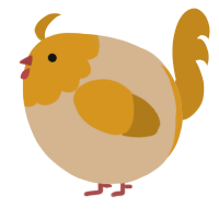 A beige and ochre chicken with a head pattern