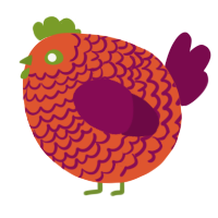 A vermilion and wine chicken with a lace pattern
